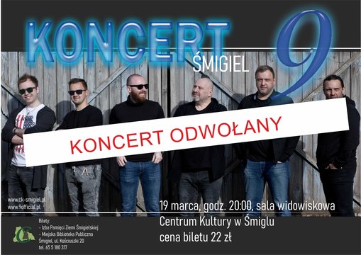 plakat z informacją o odwołaniu koncertu