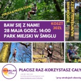 Park linowy w parku miejskim w Śmiglu